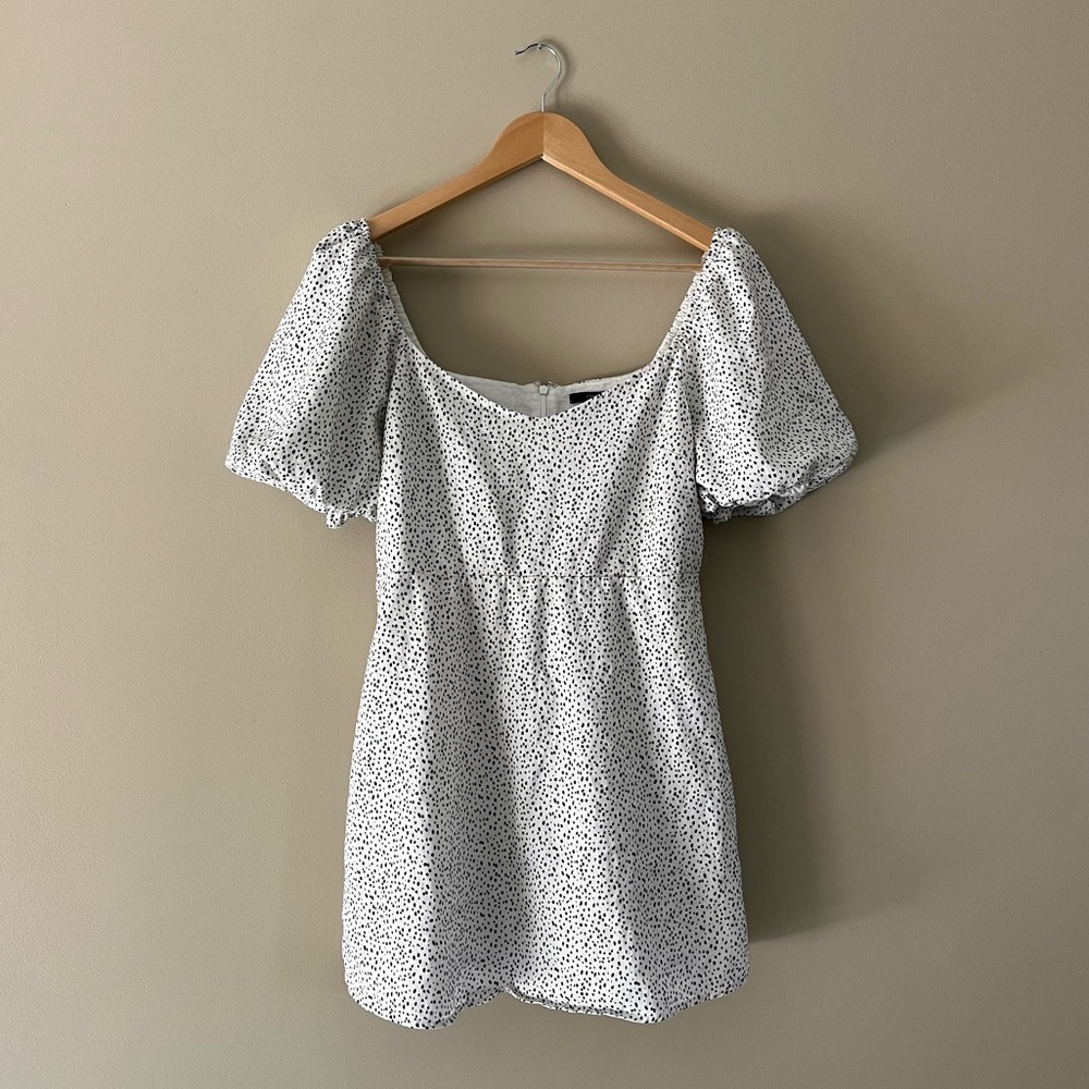 Forever 21 Dalmatian Print Puff Sleeve Mini Dress